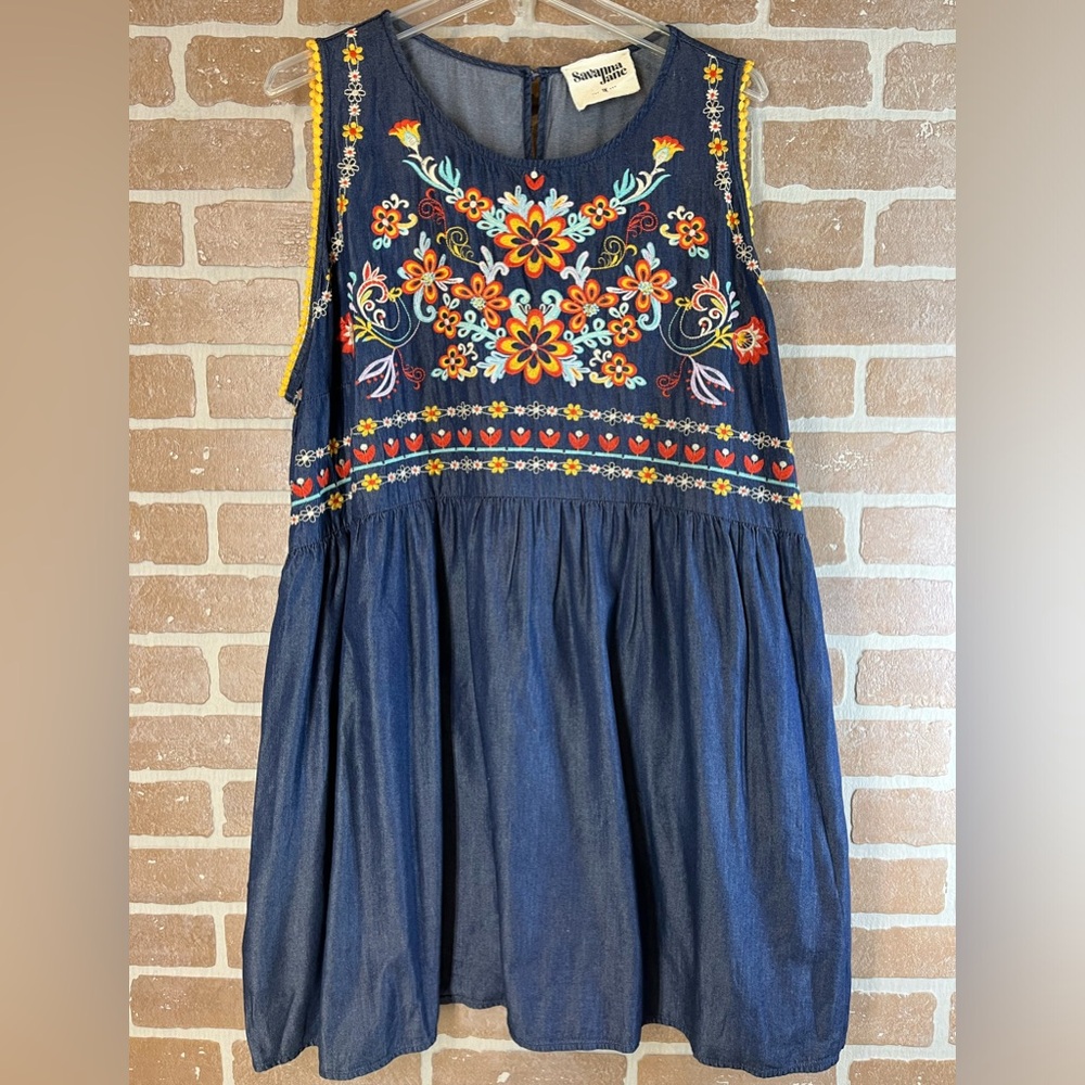 Savanna Jane Navy Floral Embroidered Mini Dress